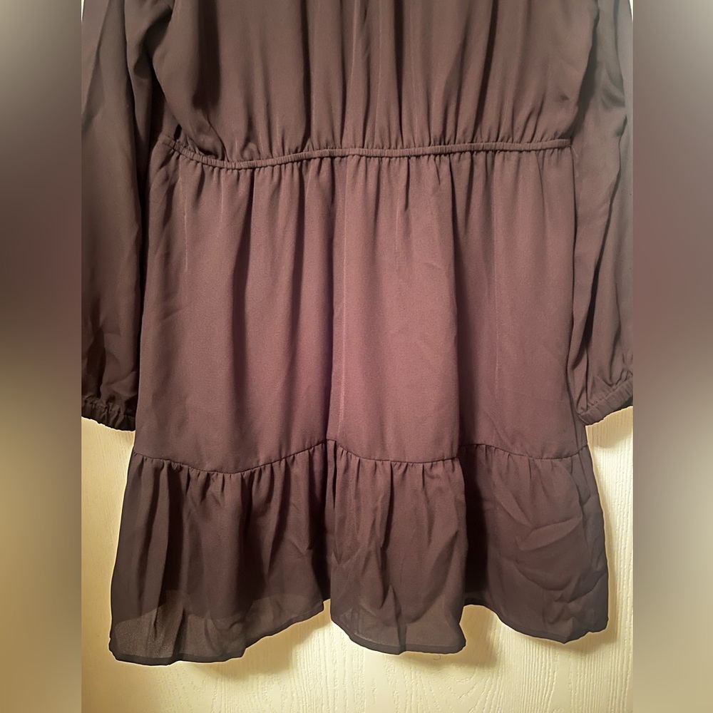 NWT J. Crew Mercantile Black Ruffle Trim Pintuck Long Sleeve Mini Dress Size 14 - Picture 10 of 12